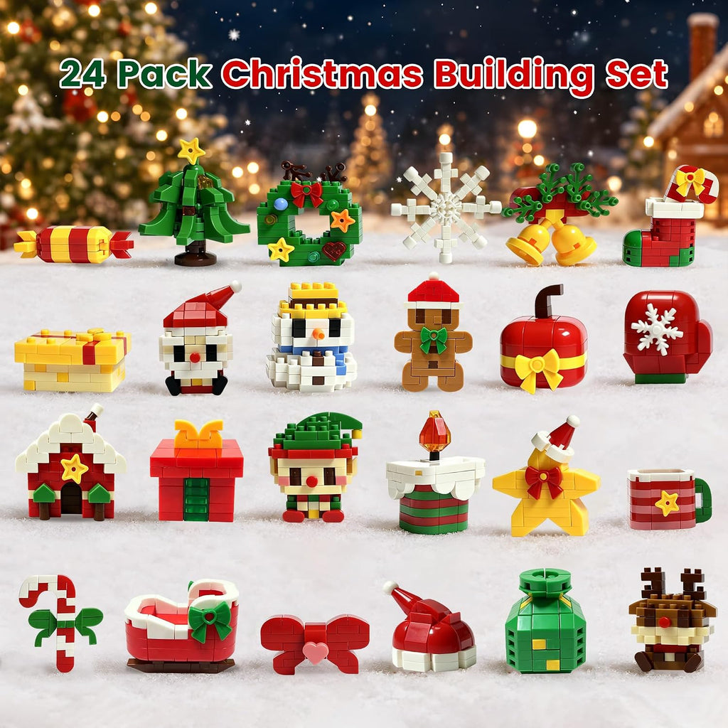 Christmas Advent Calendar 2026 Building Sets Micro Mini Xmas Blocks Kit | 24 Days Countdown Christmas Building Blocks, Christmas Holiday Gift Party Favor for Adults Girls Boys Ages 12+