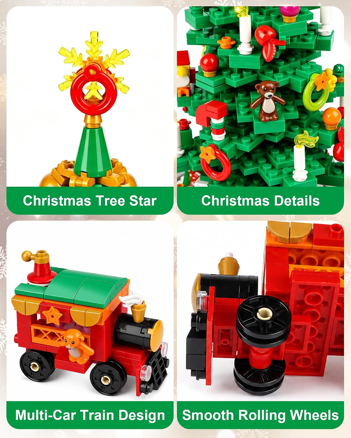 Christmas Tree and Train Advent Calendar 2026 for Kids Teens Adults | 1600 PCS Building Block Set with Warm Lights and an Interactive Map, Christmas Decor Holiday Gift for Boys and Girls