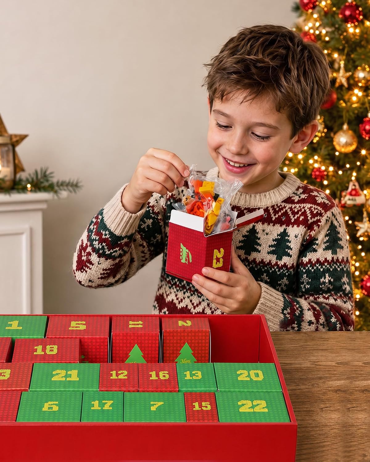 Christmas Tree and Train Advent Calendar 2026 for Kids Teens Adults | 1600 PCS Building Block Set with Warm Lights and an Interactive Map, Christmas Decor Holiday Gift for Boys and Girls