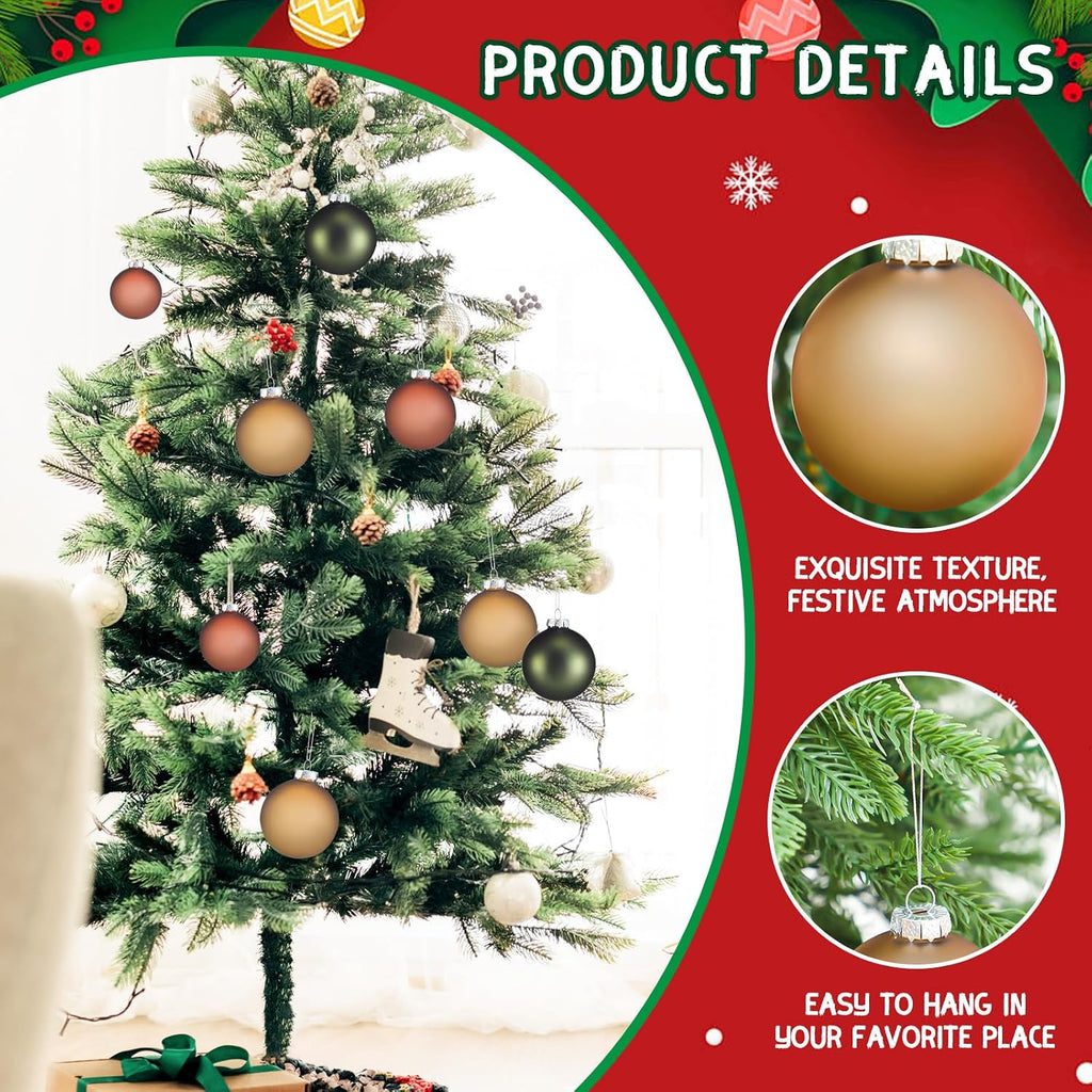 Poen 12 Pcs Neutral Glass Christmas Ball Ornaments 3.15 Rustic Glass Ball Ornaments for Christmas Tree for Xmas Tree Farmhouse Decoration Wedding Holiday Party Gift