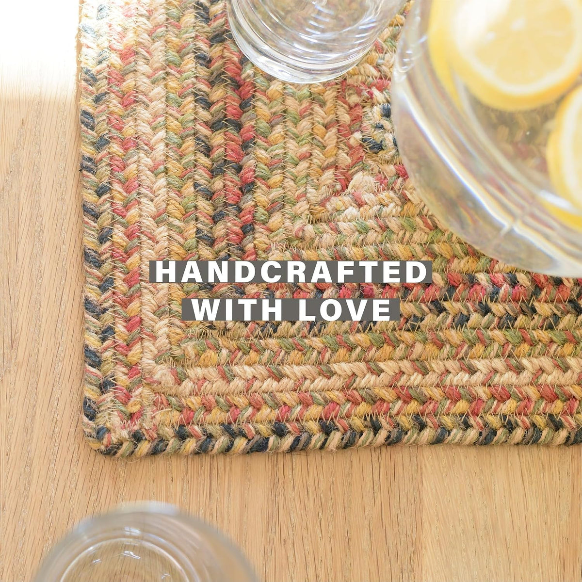 Homespice Apple Pie Braided Coasters for Country Decor, Round 4 Set of 6 | Red Absorbent Drink Coasters for Tabletop, Absorbs Moisture, Rich Colors, Durable and Easy to Clean