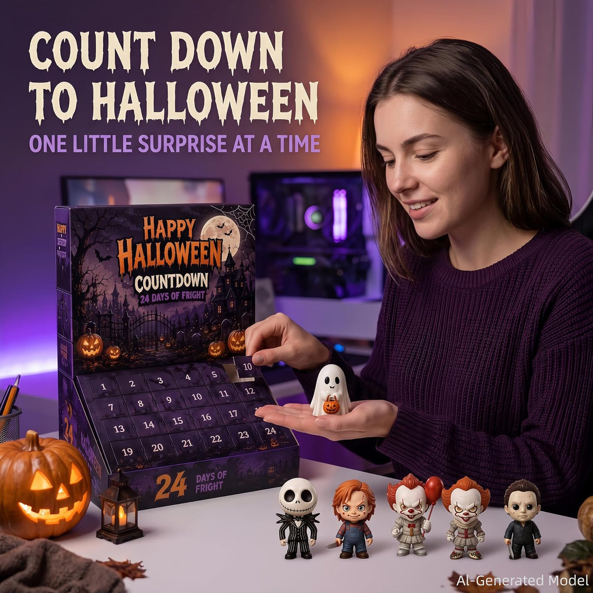 Halloween Advent Calendar 2026, 24-Day Blind Box, Mini Figurine Countdown | Spooky Countdown, Desktop Decor, Gift Box, Collectible Figurines, 24 Surprises, October