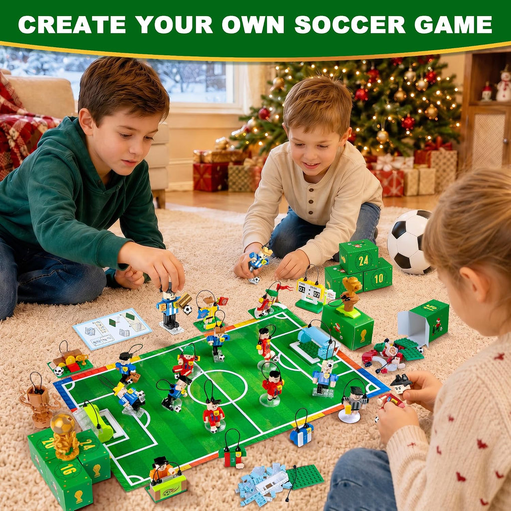 Soccer Advent Calendar 2026 for Kids Boys, 24-Day Building Countdown Gifts | Build Two Rival Teams, Complete the Match Scene, Collect & Hang Characters, Made for Football Fans, Beyond Christmas Fun