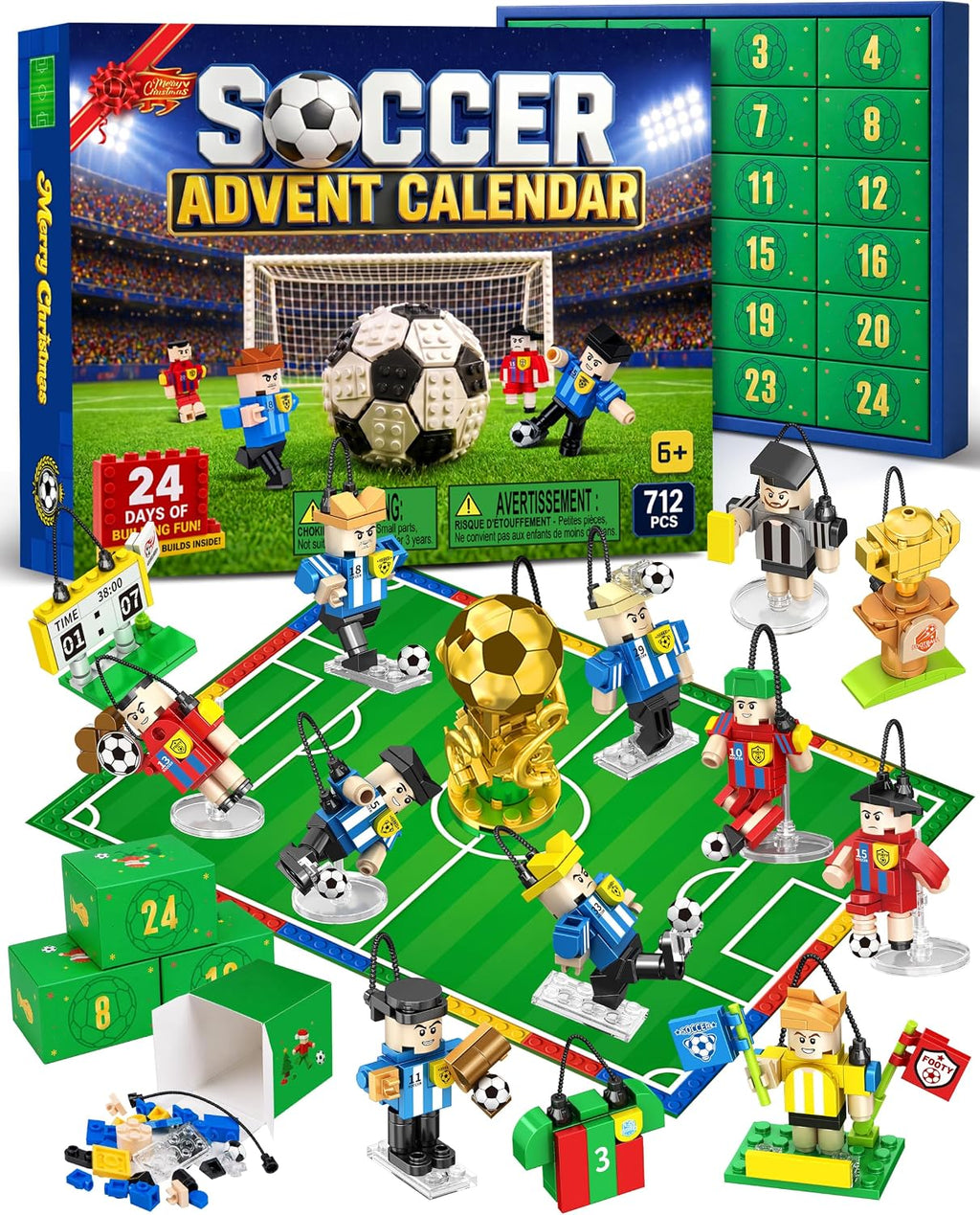 Soccer Advent Calendar 2026 for Kids Boys, 24-Day Building Countdown Gifts | Build Two Rival Teams, Complete the Match Scene, Collect & Hang Characters, Made for Football Fans, Beyond Christmas Fun
