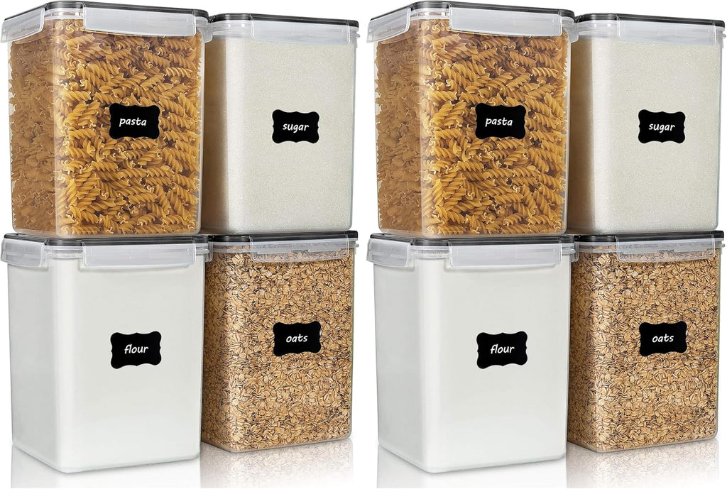 Vtopmart 5.2L Flour Sugar Storage Containers, 4 PCS, Black | For Bulk Flour and Sugar Storage, Airtight Seal, Multiple Sizes, BPA Free, Food Grade Material, Dishwasher Safe (Not Lids)