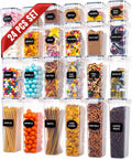 Oizeir Airtight Food Storage Containers with Lids 24-Pack, Pantry Kitchen | BPA-Free Airtight Plastic Food Containers, Snap Lids for Pantry Kitchen, Flour Sugar Rice Cereal Pasta, Clear