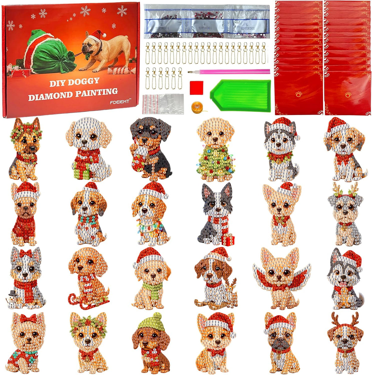 Christmas Diamond Art Kits Advent Calendar 2026, DIY Ornament Crafts | 24 Days of 5D Diamond Painting Christmas Countdown Gift for Girls, Adults, Teens, Tree Ornaments, Keychain, Home Decor