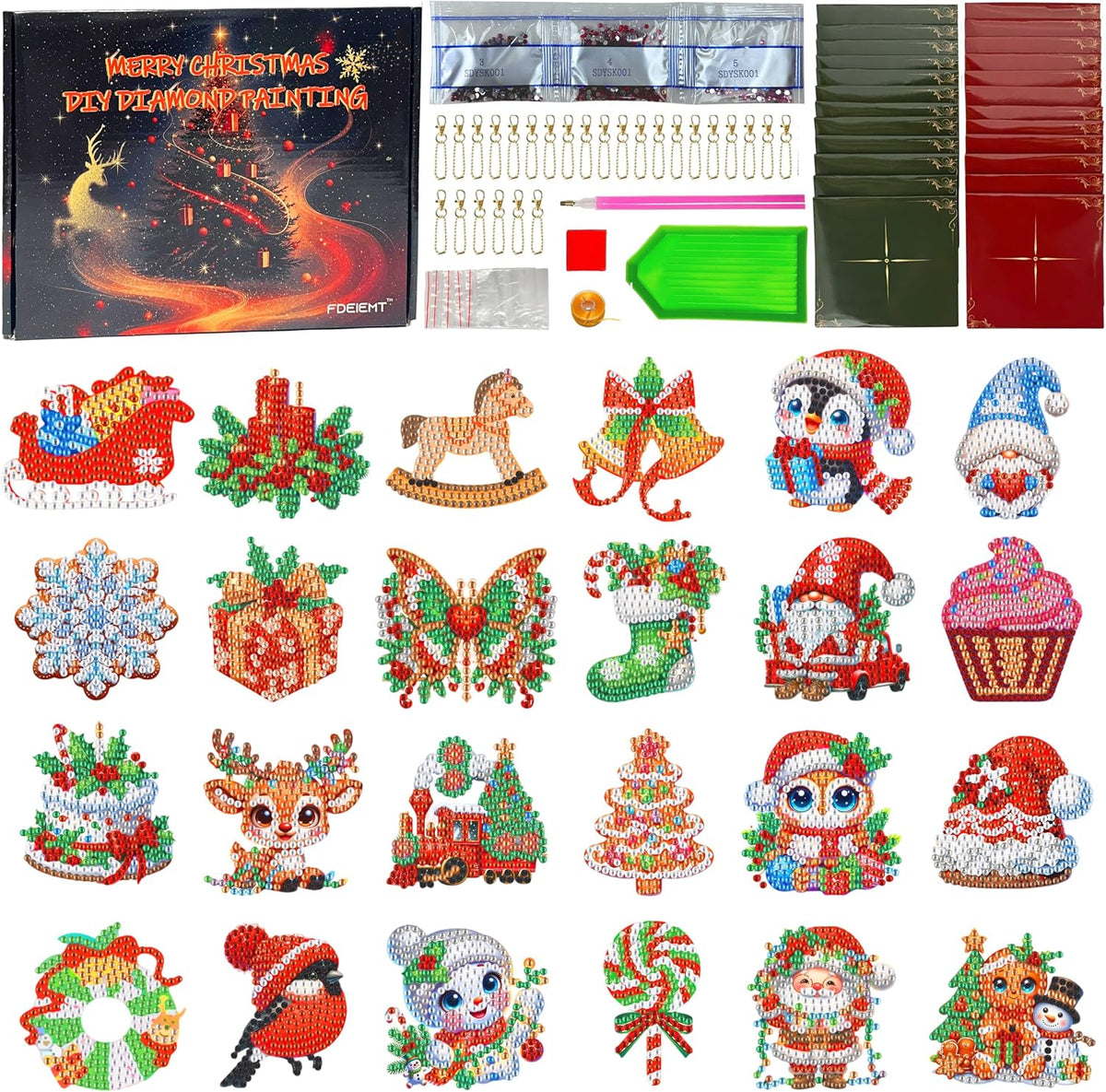 Dog Diamond Art Kits Advent Calendar 2026, DIY Christmas Ornament Crafts | 24 Days of 5D Diamond Painting Christmas Countdown Gift for Girls, Adults, Teens, Tree Ornaments, Keychain, Home Decor