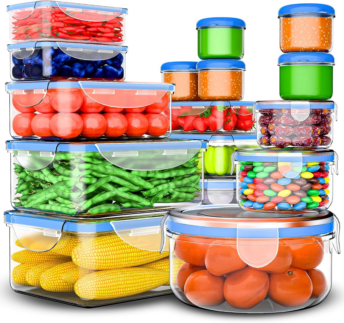 70 Pcs Large Food Storage Containers with Lids Airtight-2500ML to Small Box,Total 22812 ML Stackable Kitchen Bowls Set(35 Containers,35 Lids)-BPA Free Leak proof Plastic Boxes-Microwave safe