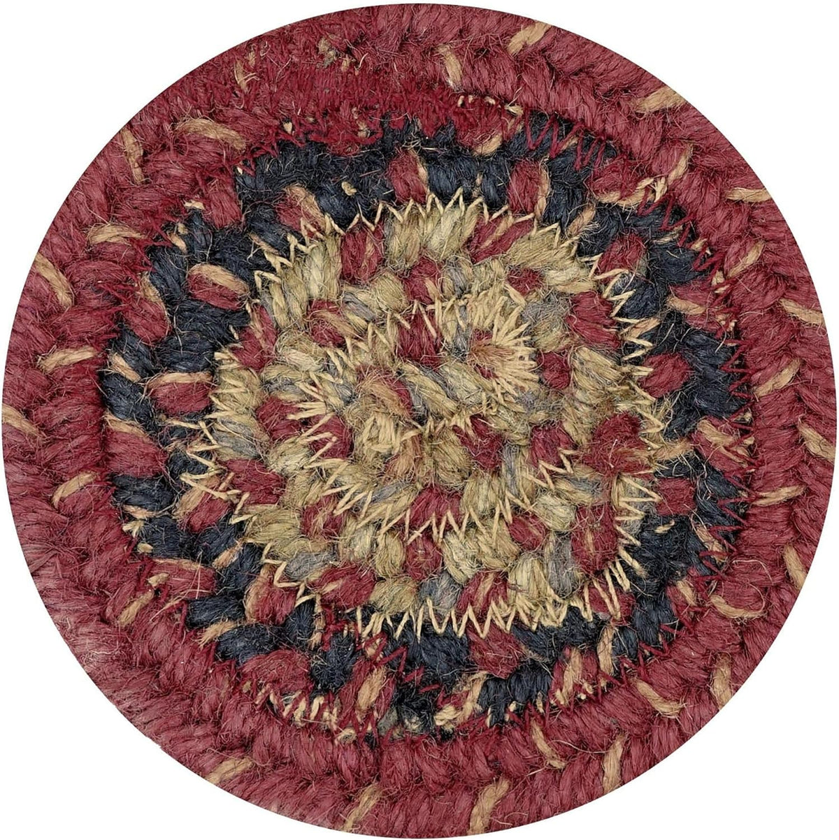 Homespice Apple Pie Braided Coasters for Country Decor, Round 4 Set of 6 | Red Absorbent Drink Coasters for Tabletop, Absorbs Moisture, Rich Colors, Durable and Easy to Clean