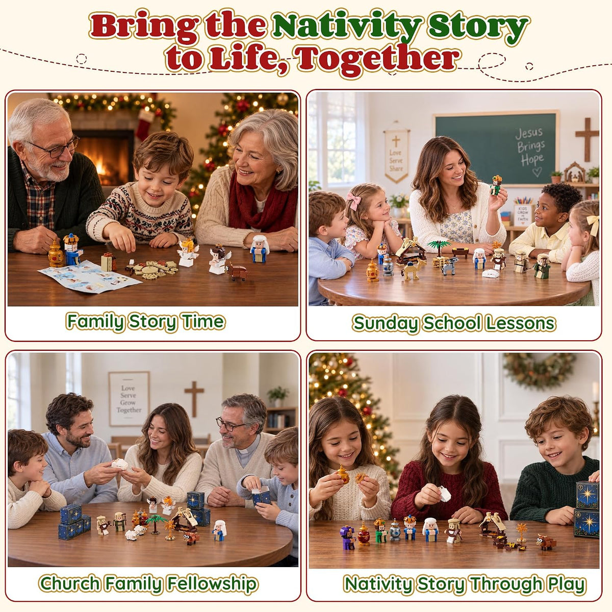 Nativity Advent Calendar 2026 Kids, 24-Day Christmas Building Blocks Set | Christmas Countdown Calendar for Kids, Nativity Scene with Holy Family, Meaningful Christmas Kids Gifts for Boys Girls Adults