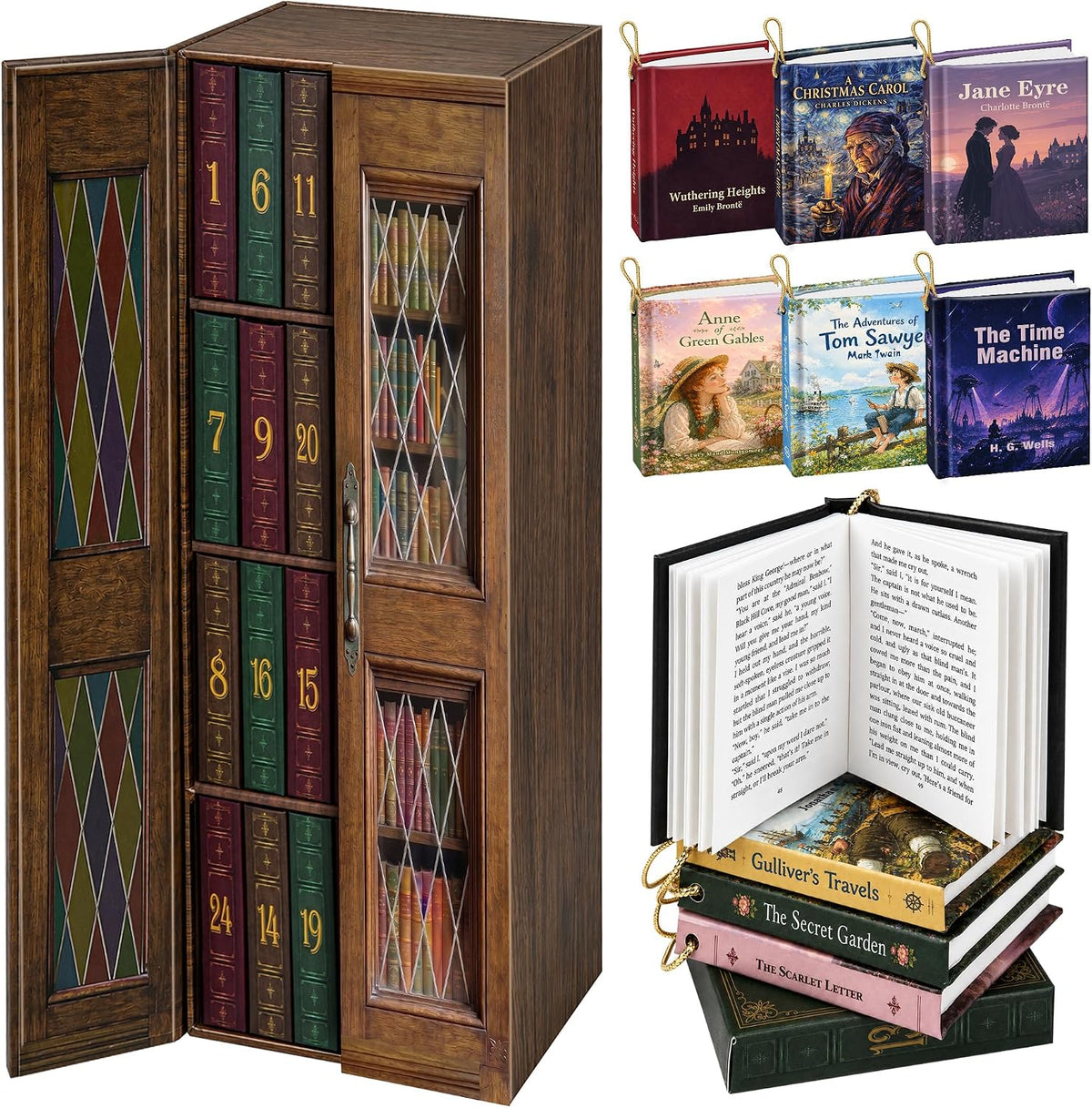 Mini Book Advent Calendar 2026 for Book Lovers, 24 Christmas Ornaments | 24 Readable, Decorative, Collectible Mini Books, Classic World Literature Surprises Christmas Countdown for Adults, Teens