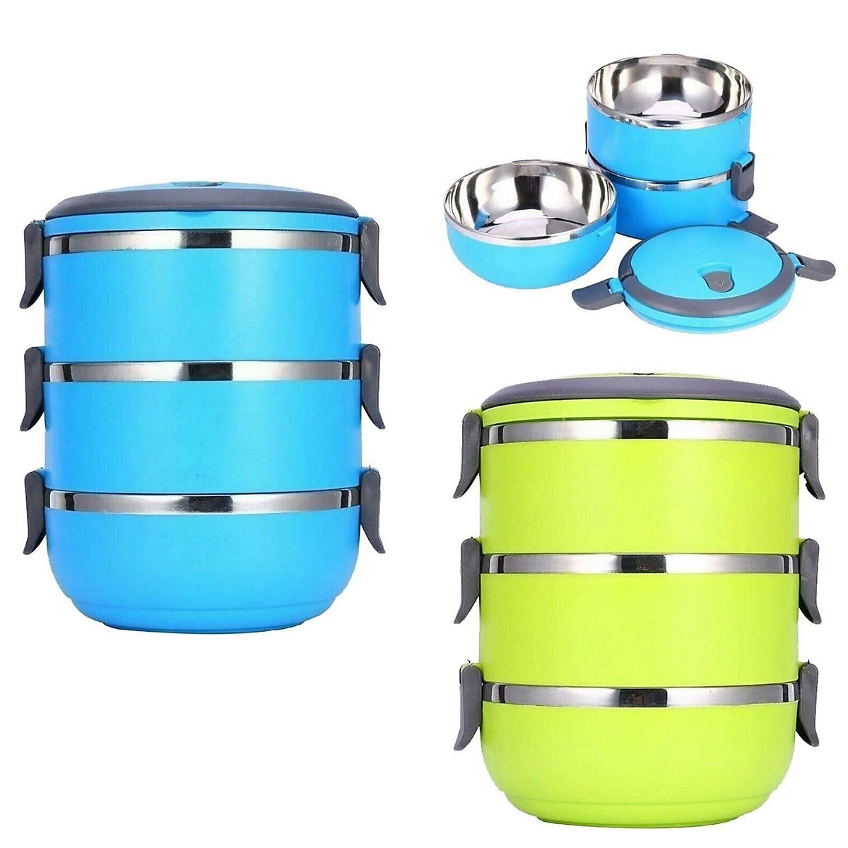 Freshbox 3-Layer Stainless Steel Bento Lunch Box (Blue)