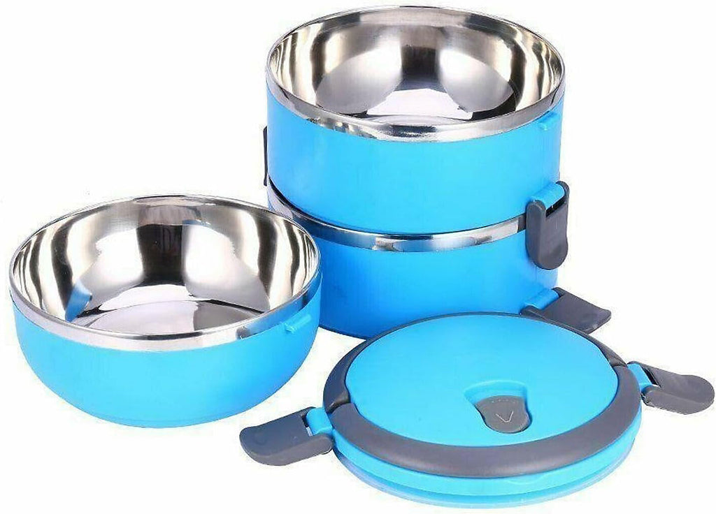Freshbox 3-Layer Stainless Steel Bento Lunch Box (Blue)