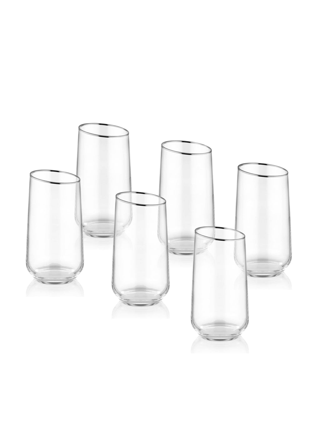Gina Collection Silver Slanted Highball Glasses (Set of 6)