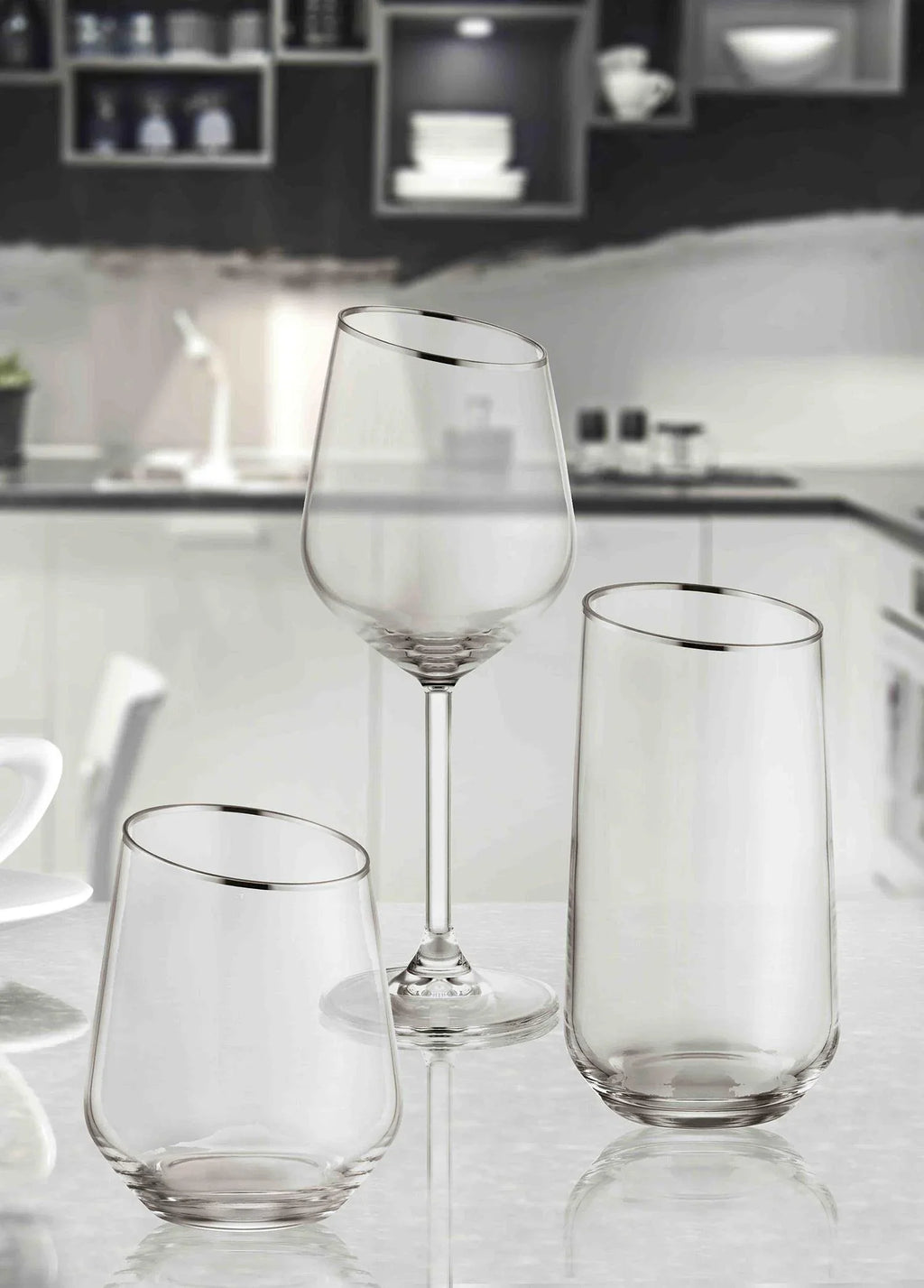 Gina Collection Silver Slanted Highball Glasses (Set of 6)