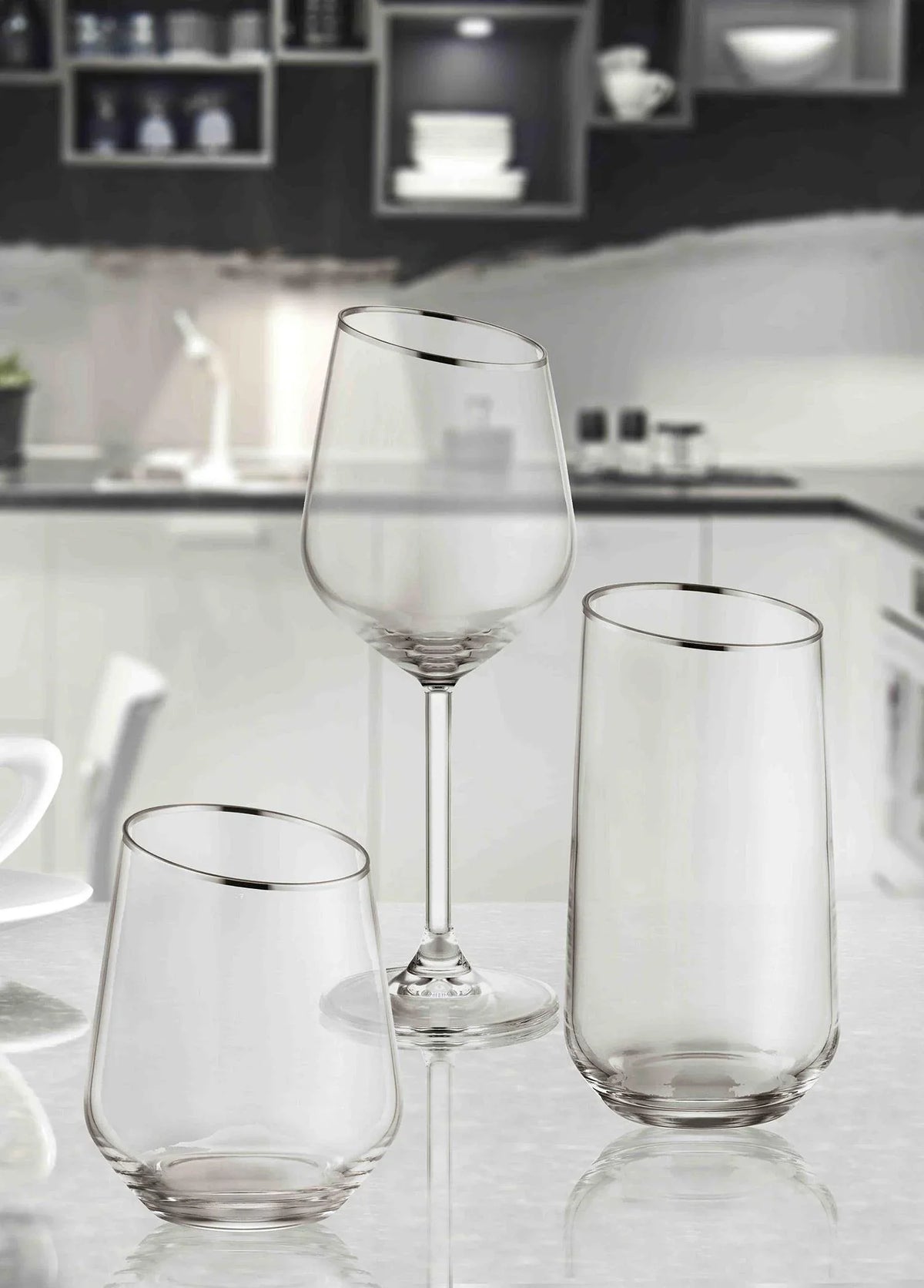 Gina Collection Silver Slanted Highball Glasses (Set of 6)