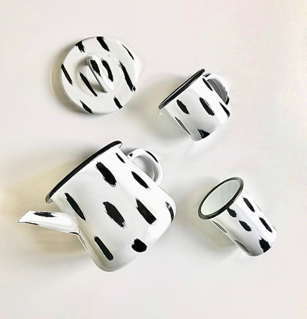 Stripe Collection Enamel Teapot