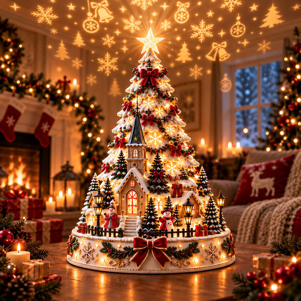 💯 Buy 2 Get 1 Free - 🎄 Christmas Village Projection Centerpiece