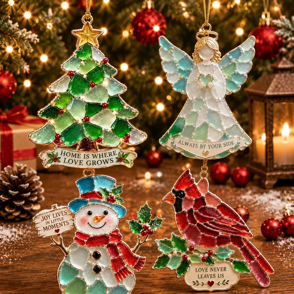 🔥Last Day 50% OFF - ❤✨ Stained Sea Glass Style Christmas Ornaments