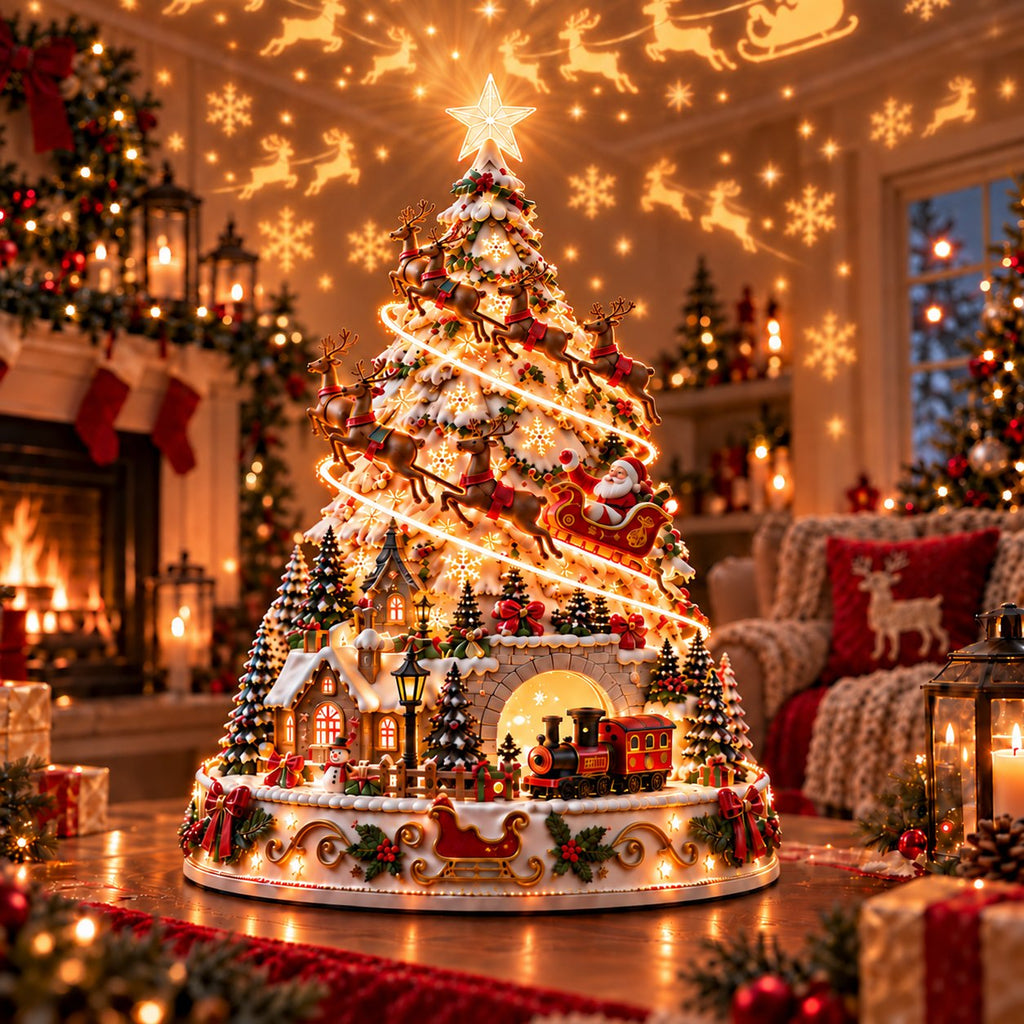 💯 Buy 2 Get 1 Free - 🎄 Christmas Village Projection Centerpiece