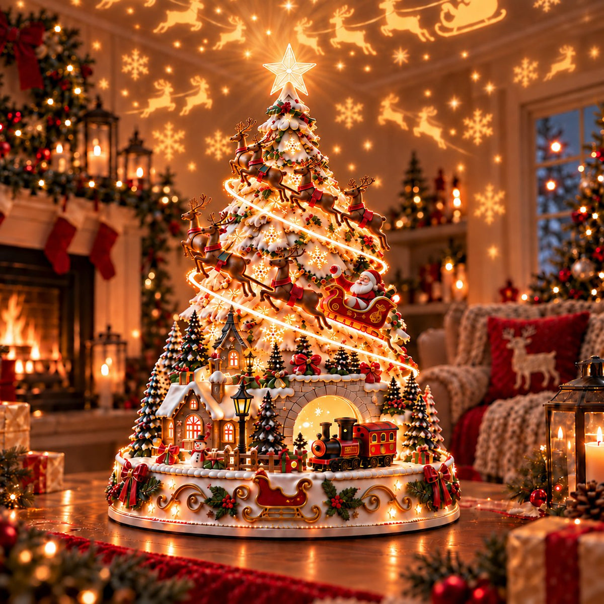 💯 Buy 2 Get 1 Free - 🎄 Christmas Village Projection Centerpiece