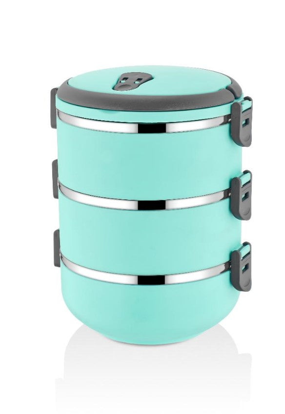 Freshbox 3-Layer Stainless Steel Bento Lunch Box (Turquoise)